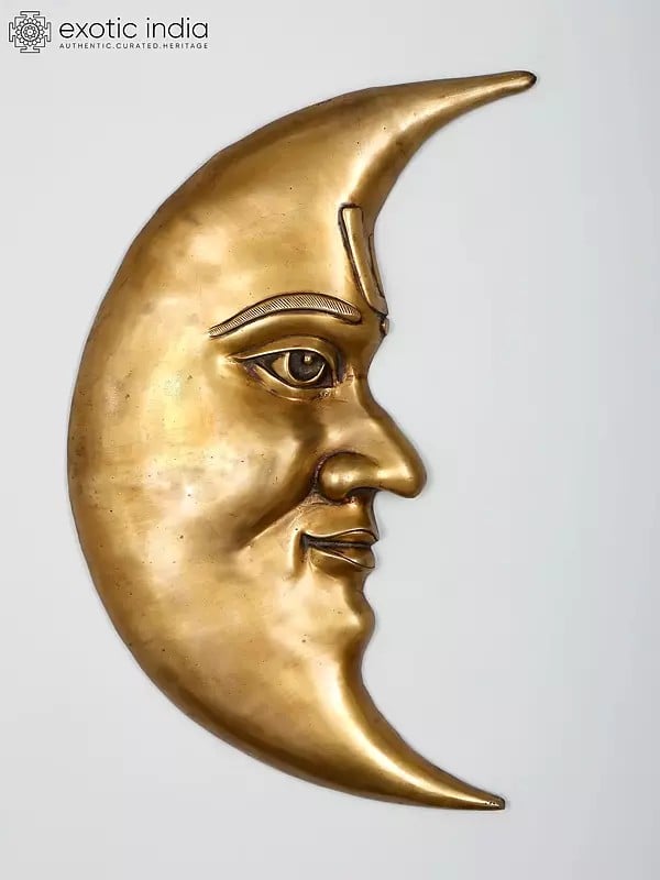 23" Brass Wall Hanging Moon (Chandra)