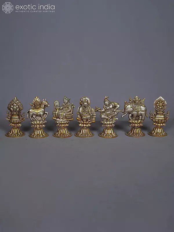 5" The Seven Tibetan Royal Kings - (Set Of 7) In Copper Gold And Silver Plated