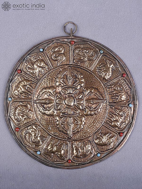 8" Brass Tibetan Buddhist Vishwa-Vajra Wall Hanging Mandala (Made In Nepal) | Handmade