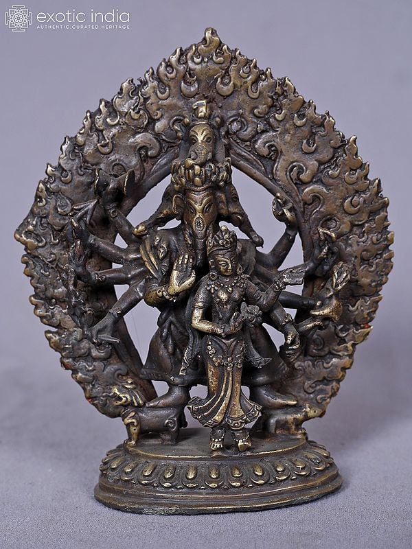 6" Brass Standing Lord Ganesha With Goddess Siddhi | Brass Statue