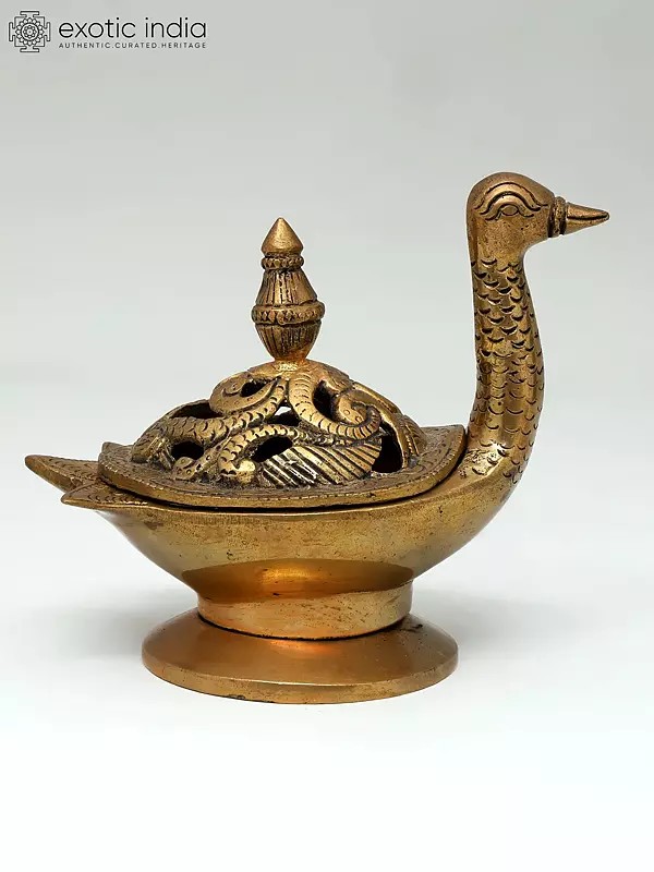 5" Brass Peacock Design Dhoop Dani