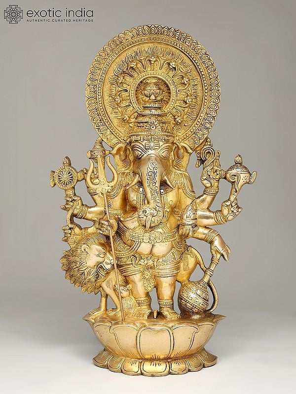 17" Brass Drishti Ganesha Statue in Brass | Wall Hanging