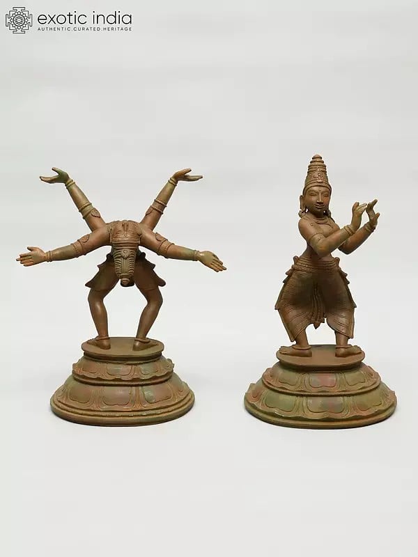12" Vrishabakkrittam (Dancing Shiva Tandava- Pose No 104) | Panchaloha Bronze Statue Made According to Shilpa Shastra