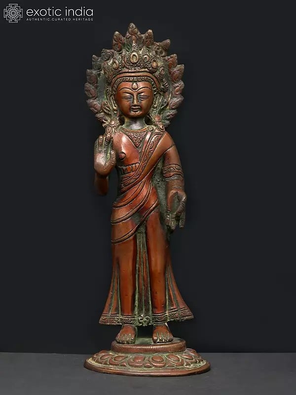 Standing Crowned Buddha in Abhaya Mudra