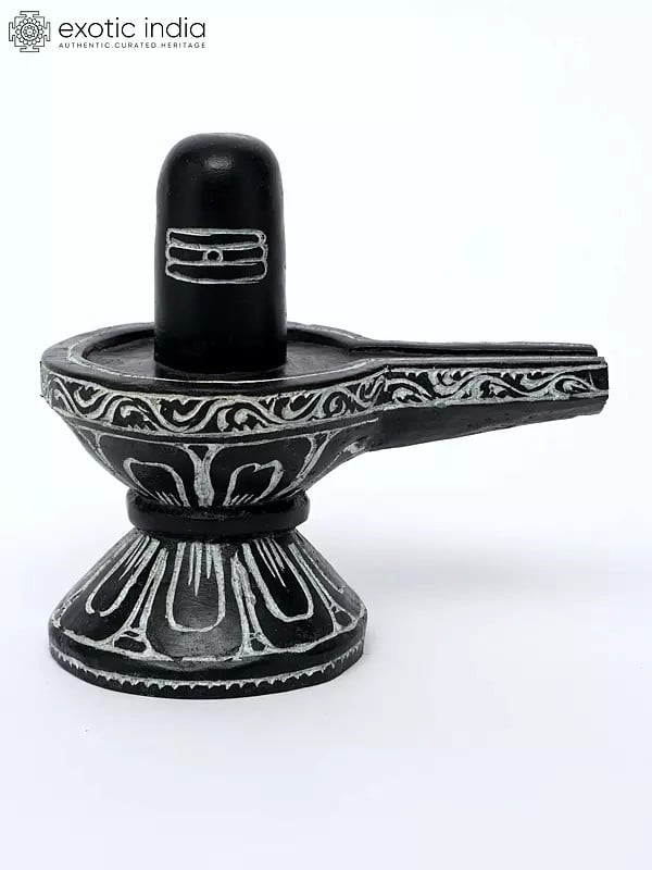 Carved Shiva Linga Idol | Black Marble Sculpture from Mahabalipuram