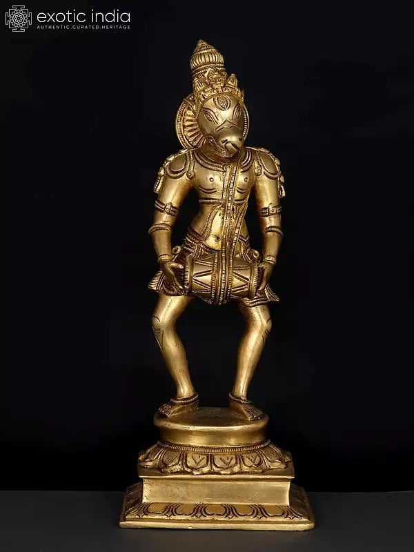 12" Hayagriva Brass Statue Playing Pakhawaj