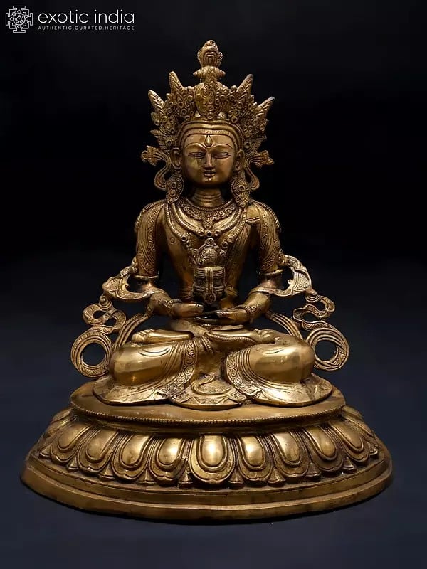 17" Tibetan Buddhist Deity Amitabha The Buddha of Infinite Life In Brass | Handmade | Made In India