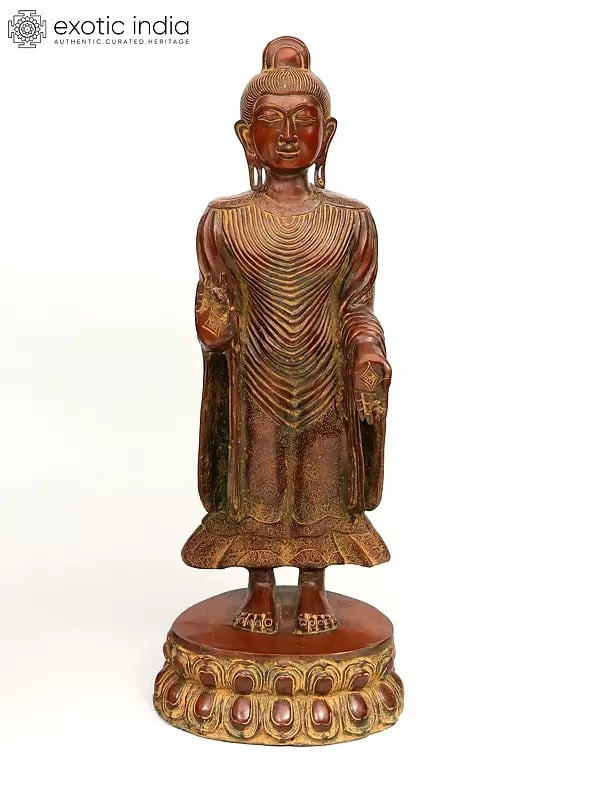 30" Large Buddha Brass Figurines: The Universal Teacher | Handmade