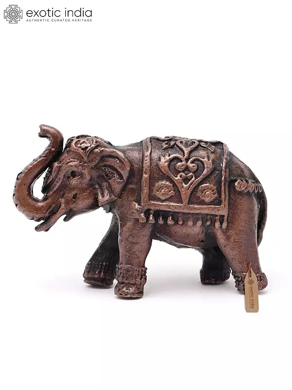Small The Royal Elephant for Table Decor | Handmade | Copper Statue