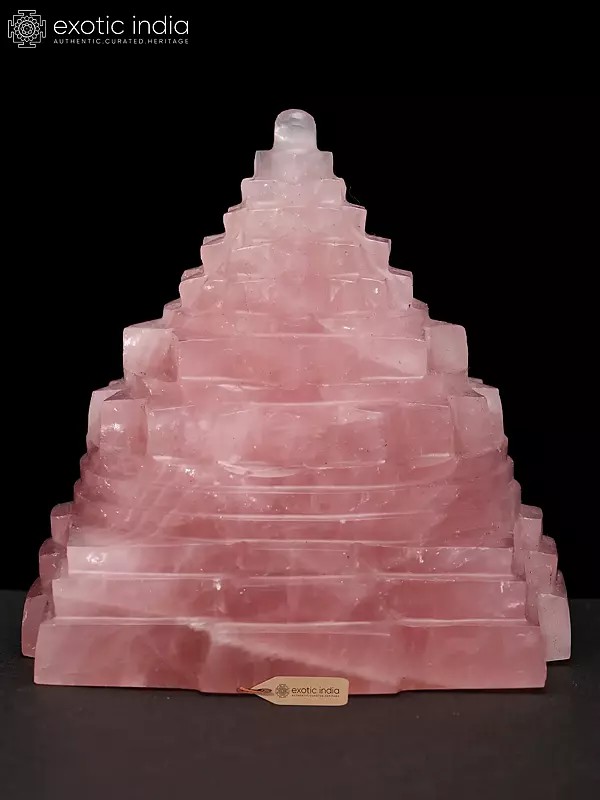 3" Small Sacred Shri Yantra for Vastu Remedy | Rose Quartz Gemstone