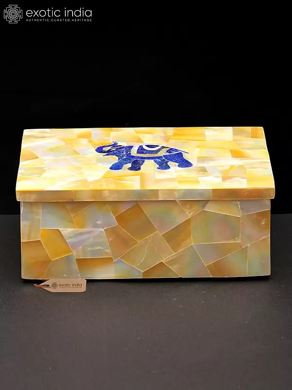 2" Small Elephant Motif Jewellery Box with Lapis Inlay Work | Home Decor Item
