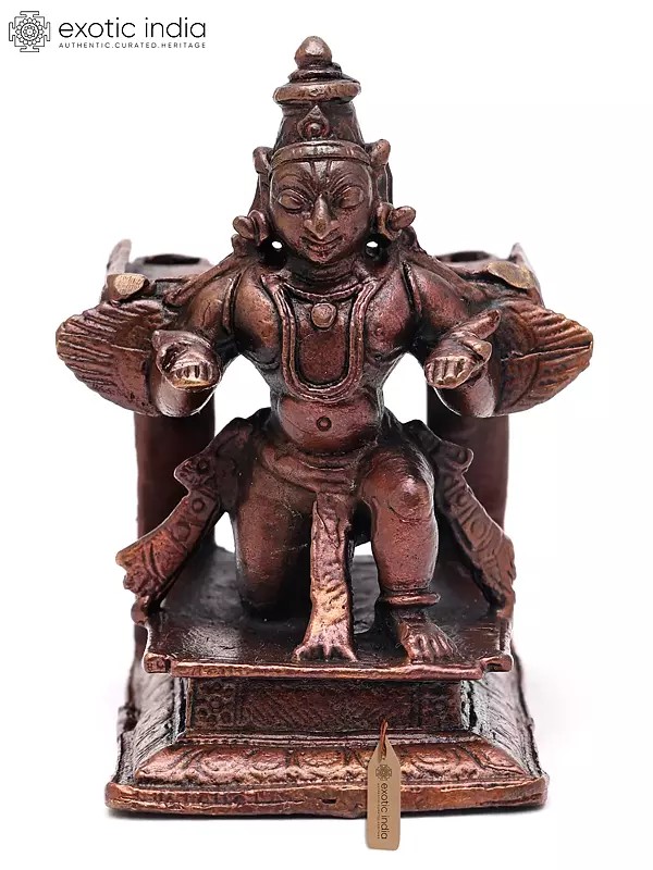 2" Small Sitting Garuda - Vahana of Lord Vishnu | Copper Statue