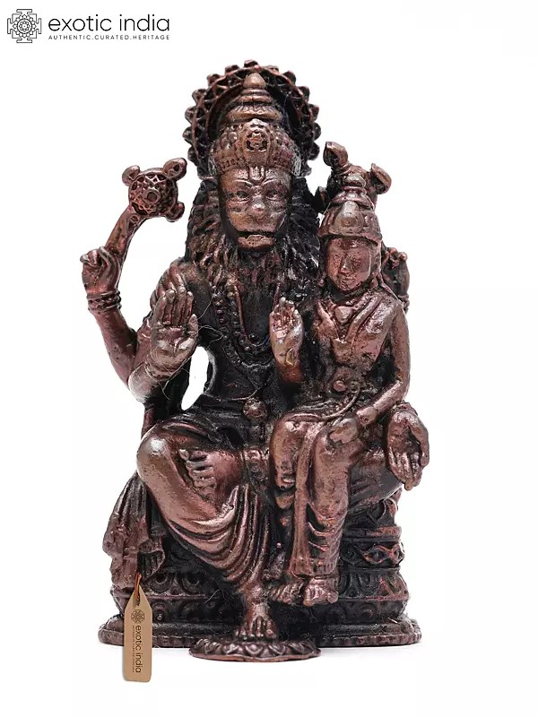 2" Small Lord Narasimha with Devi Lakshmi | Copper Statue