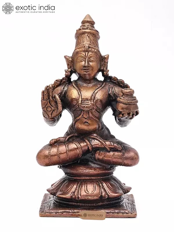3" Small Sitting Lord Dhanvantari - Physician of The Gods | Copper Statue
