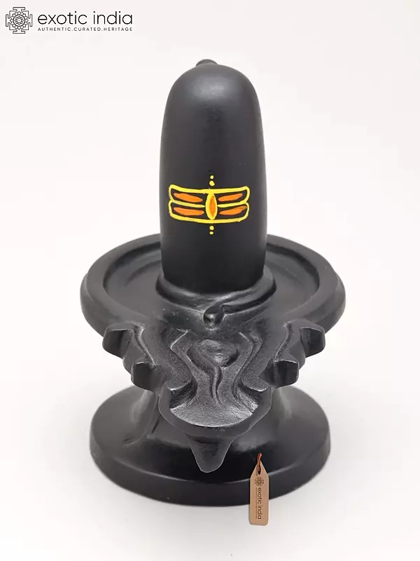 6" Small Black Marble Shivalingam