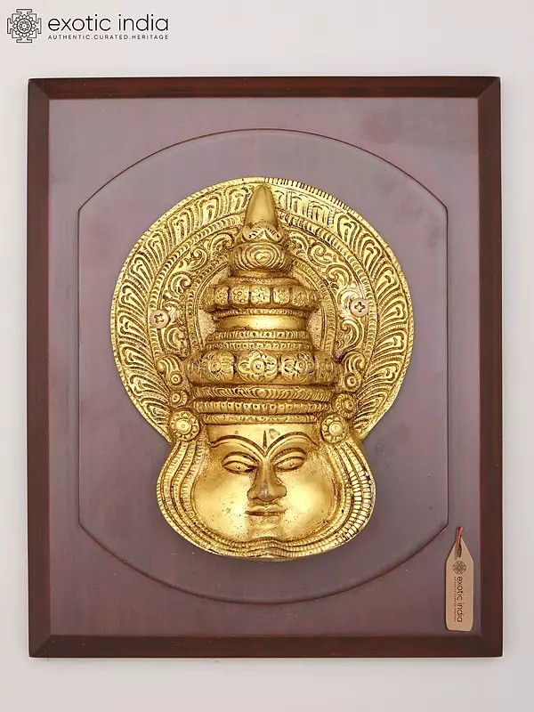 8" Wood Framed Kathakali Face Statue | Wall Hanging