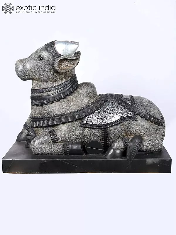 Majestic 39" Marble Nandi Sculpture | Sacred Bull Statue