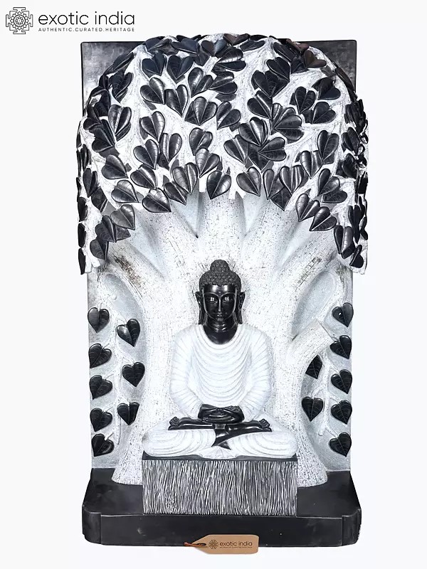 Large Stone Sculpture: Buddha Under the Bodhi Tree (72 Inch)