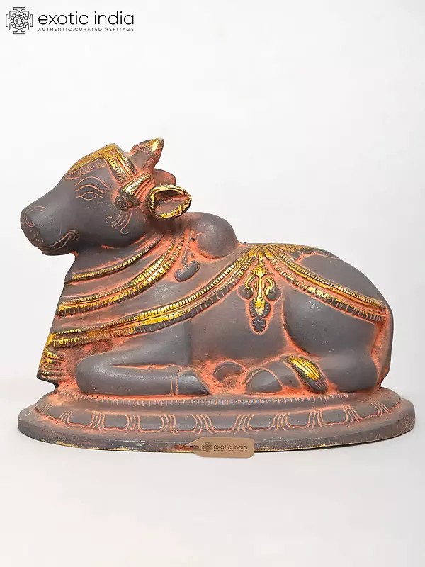 7" Brass Nandi Statue - Vahana of Lord Shiva