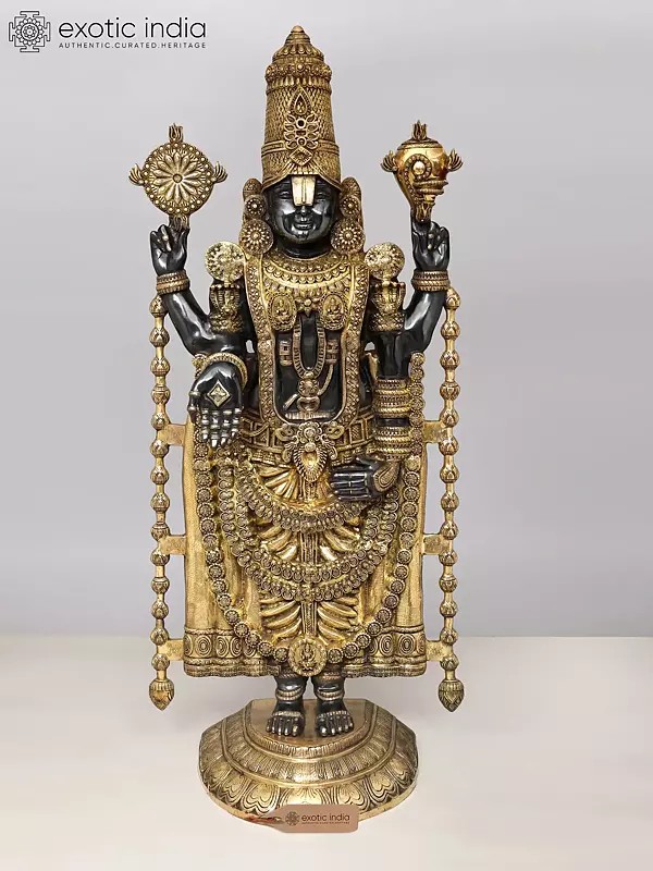 67" Large Black and Golden Tirupati Balaji (Venkateshvara) | Brass Statue