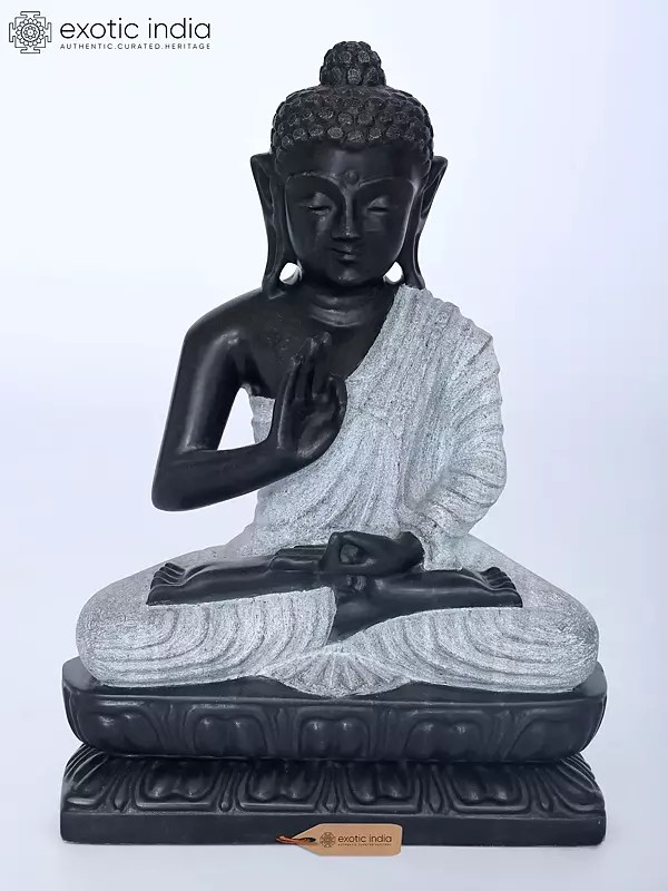 Marble Sculpture: 15 Inch Sitting Buddha
