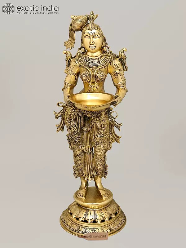 36" Large Size Deepalakshmi In Brass | Handmade | Made In India