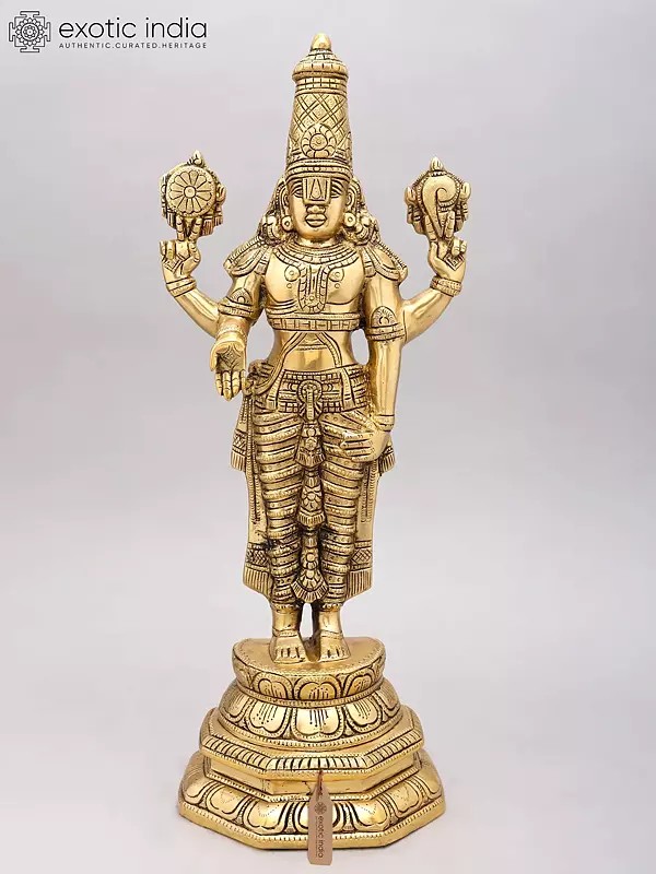 19" Fine Quality Lord Venkateshvara (Tirupati Balaji) In Brass | Handmade | Made In India