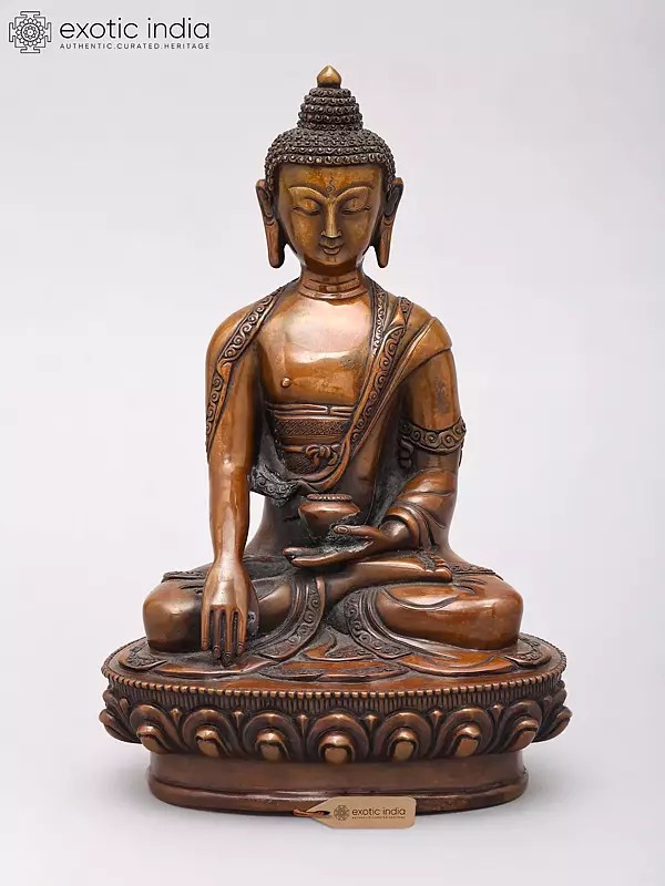 8" Copper Bhumisparsha Buddha | Copper Statue from Nepal