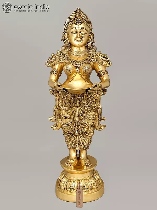 52" Large Size Auspicious Deepalakshmi In Brass | Handmade | Made In India