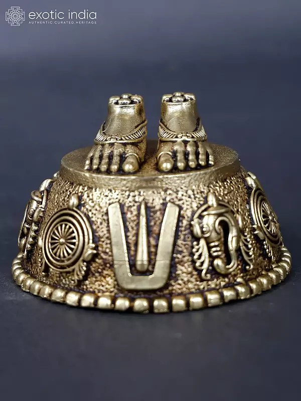 Small Brass Goddess Lakshmi Padam with Vaishnava Symbols