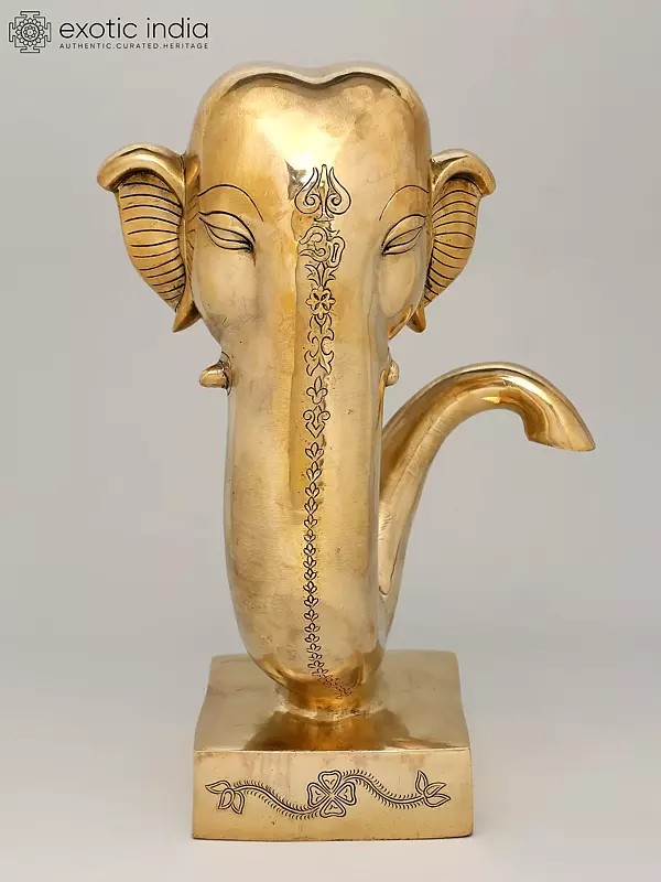 17" Brass Stylized Ganesha Statue in Brass