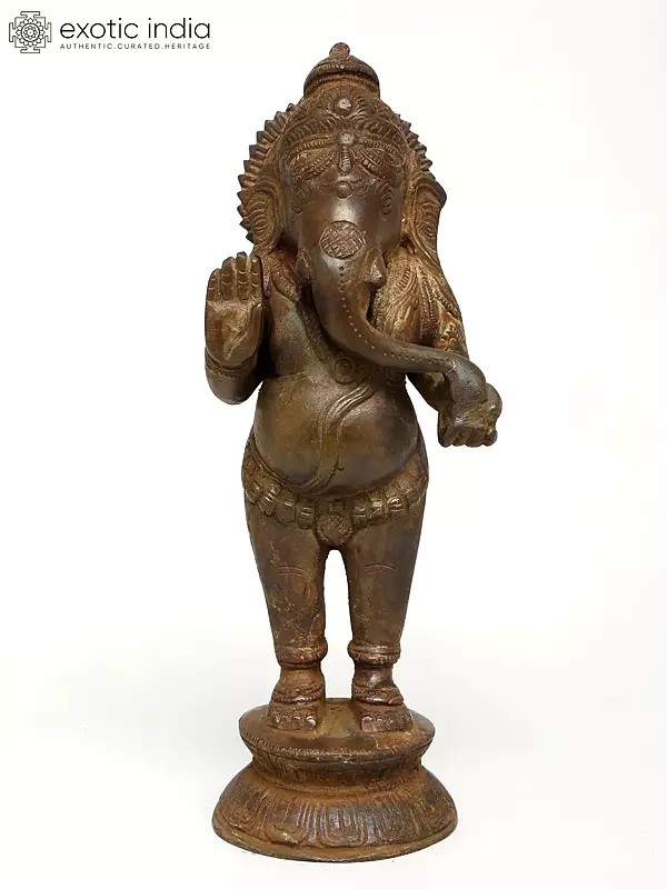 9" Blessing Lord Ganesha | Brass Statue