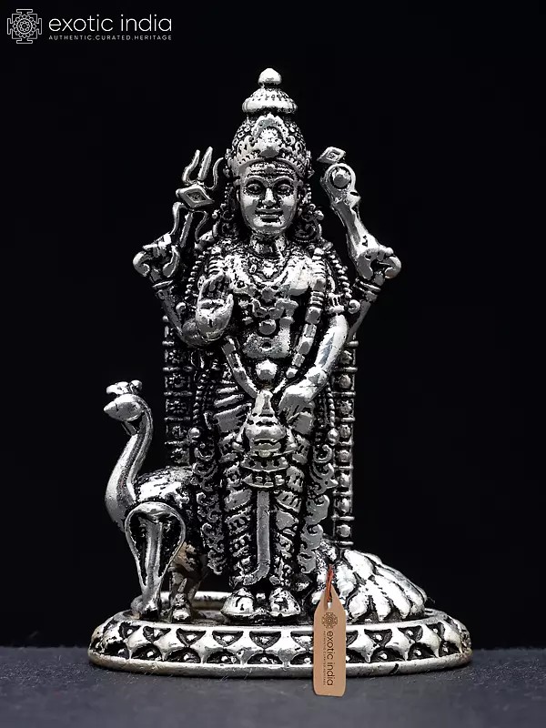Small Standing Superfine Lord Karttikeya (Murugan) with Peacock | Brass Statue
