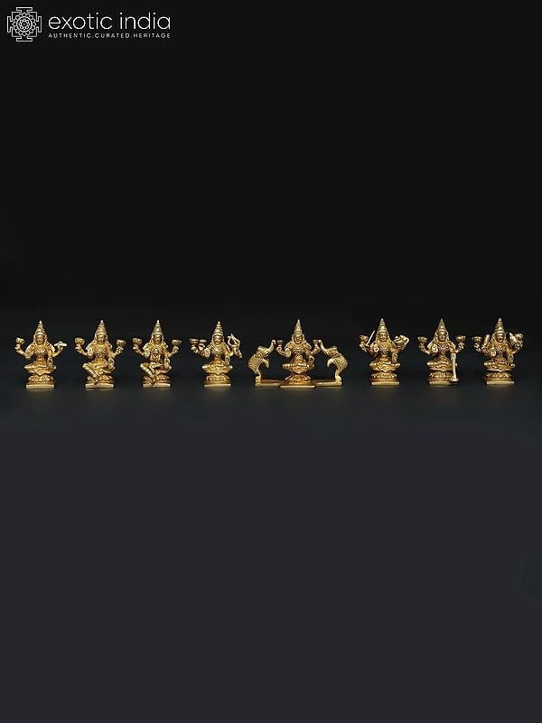 Small Brass Ashtalakshmi Set | Set of 8 Brass Statues