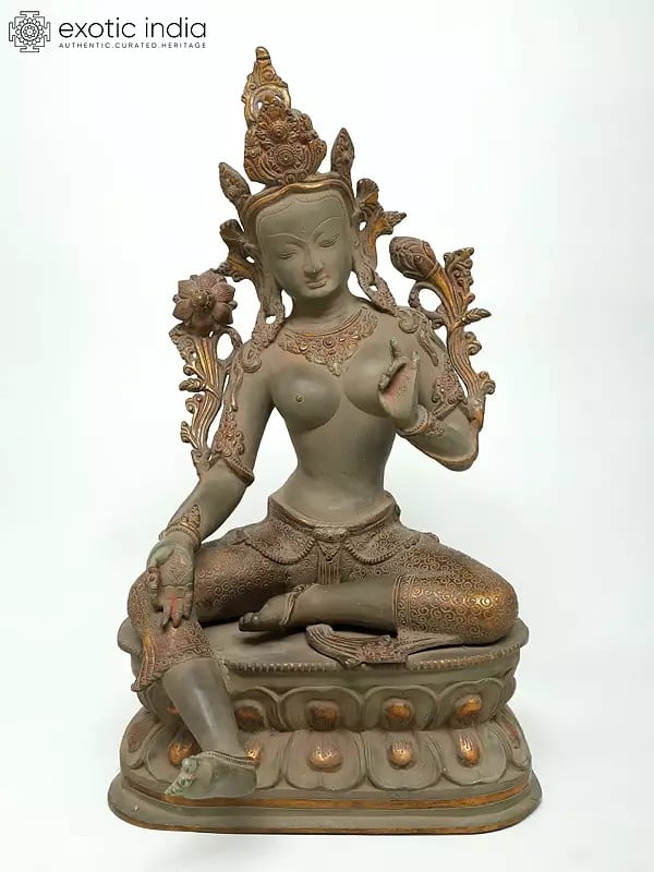 22" Goddess Green Tara | Brass Statue