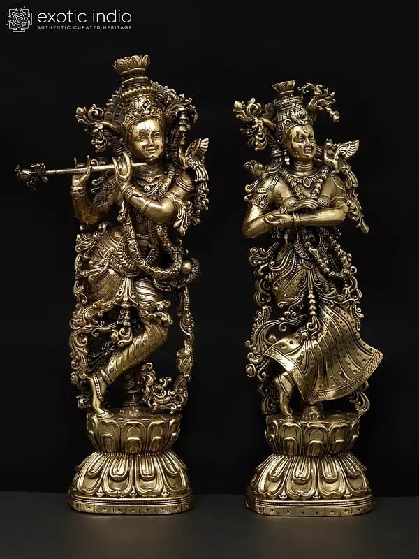 8" Superfine Standing Radha Krishna | Brass Statues