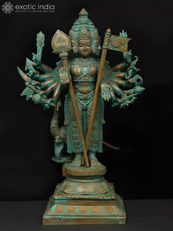 24" Standing Shanmukha Murugan with Multiple Hands | Bronze Statue