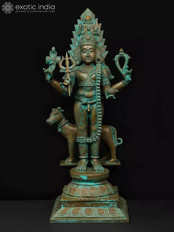 24" Standing Lord Shiva as Bhairava | Bronze Statue