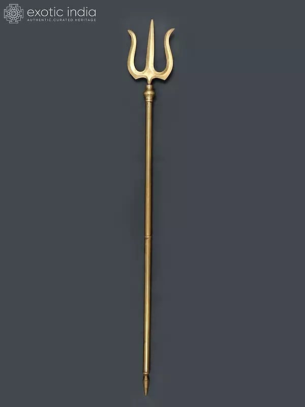 54" Large Brass Trishul/Trident