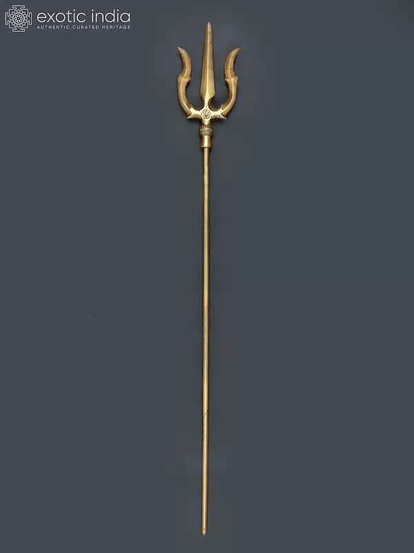 36" Brass Trishul/Trident of Lord Shiva