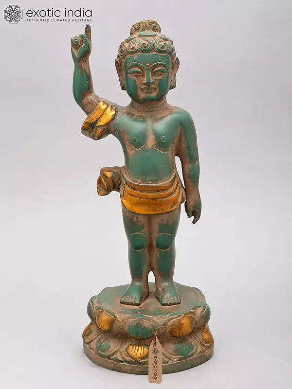 14" Standing Baby Buddha (Siddharth Gautam) | Brass Statue