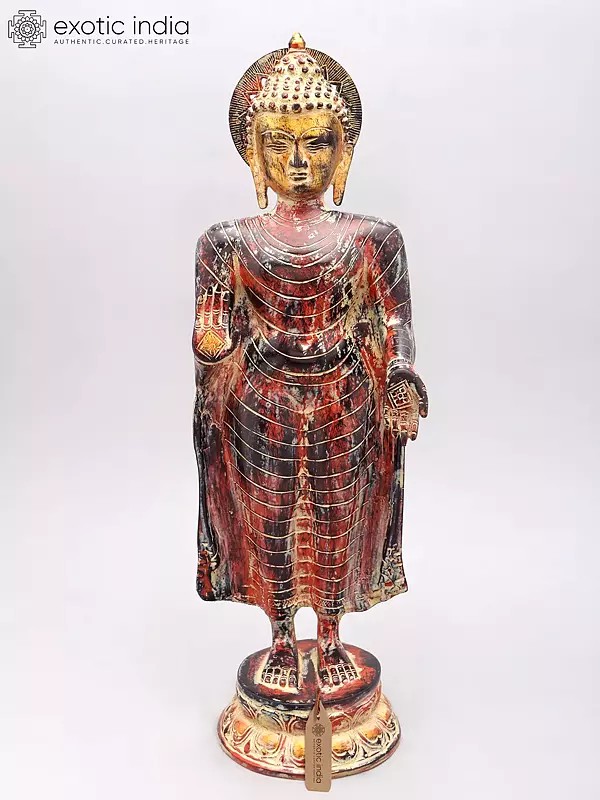 20" Standing Gautam Buddha | Brass Statue