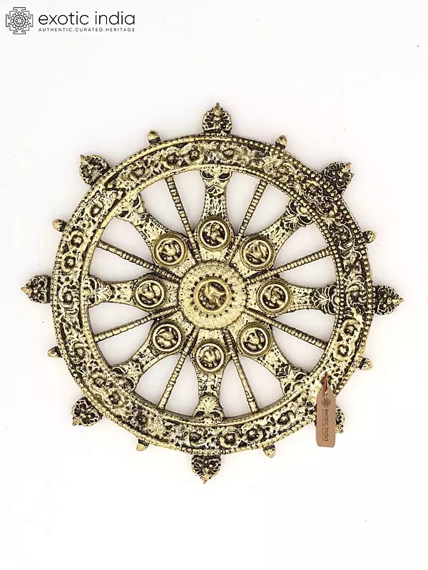 4" Brass Konark Wheel Wall Hanging - Dharma Chakra Symbol