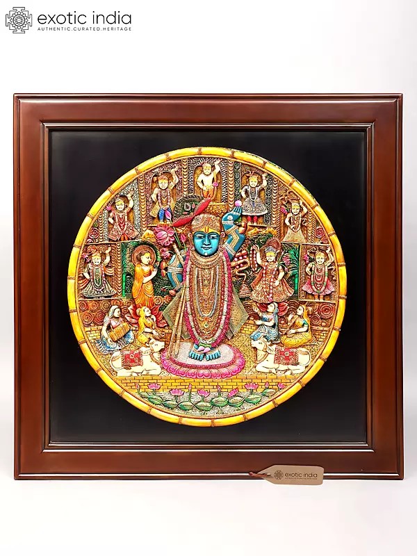 42" Wood Framed Shrinathji Panel | Wall Art