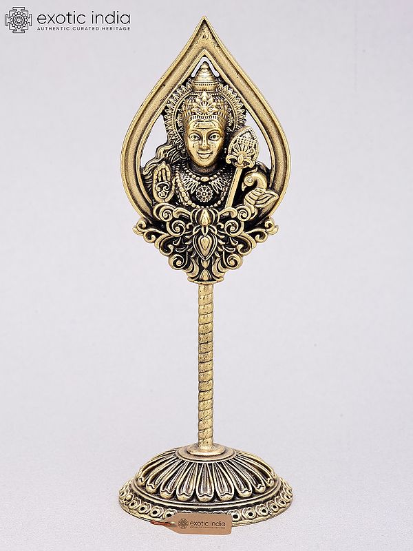 6" Small Superfine Lord Karttikeya (Murugan) Vel in Brass