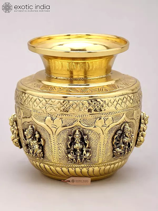 Brass Ashtalakshmi Kalash - Divine Prosperity Pot
