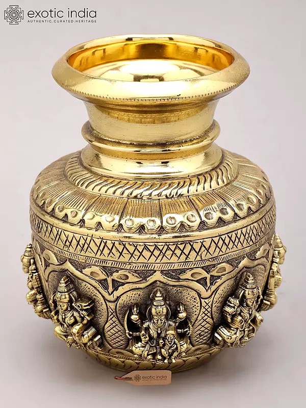 Brass Ashtalakshmi Kalash - Sacred Ritual Vessel