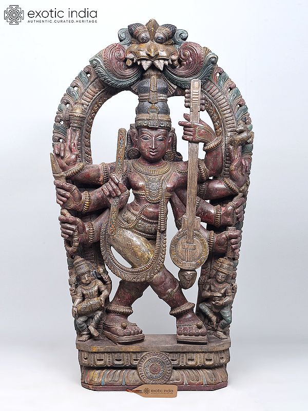 48" Large Dancing Lord Shiva Sculpture in Wood