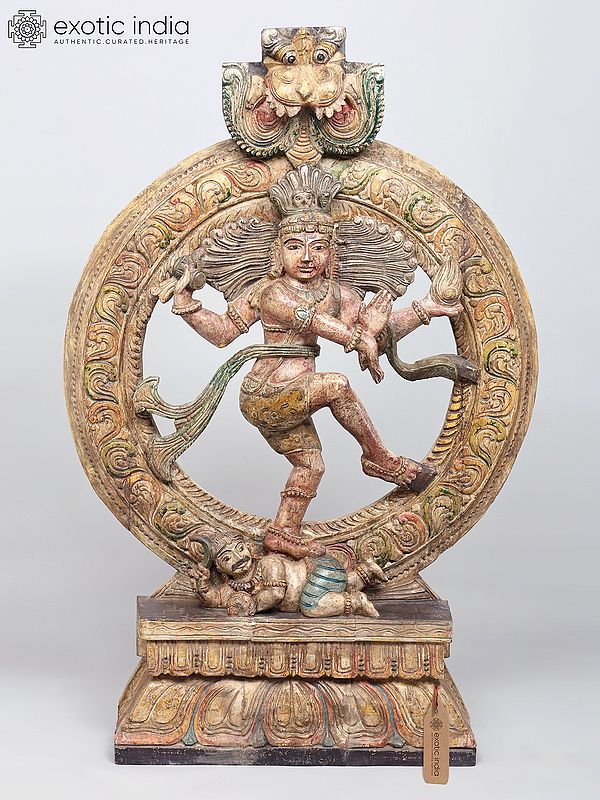36" Large Dancing Lord Shiva (Nataraja) | Wooden Statue