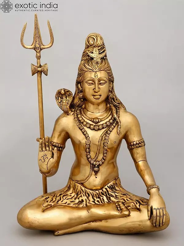 Brass Statue of Lord Shiva in Blessing Pose